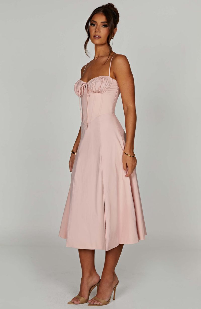 Babyboo Deanna Midi Dress Blush USA | 379-XMVCUD