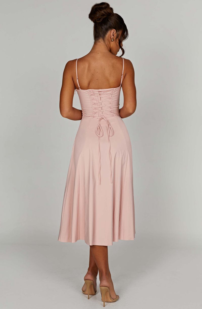 Babyboo Deanna Midi Dress Blush USA | 379-XMVCUD