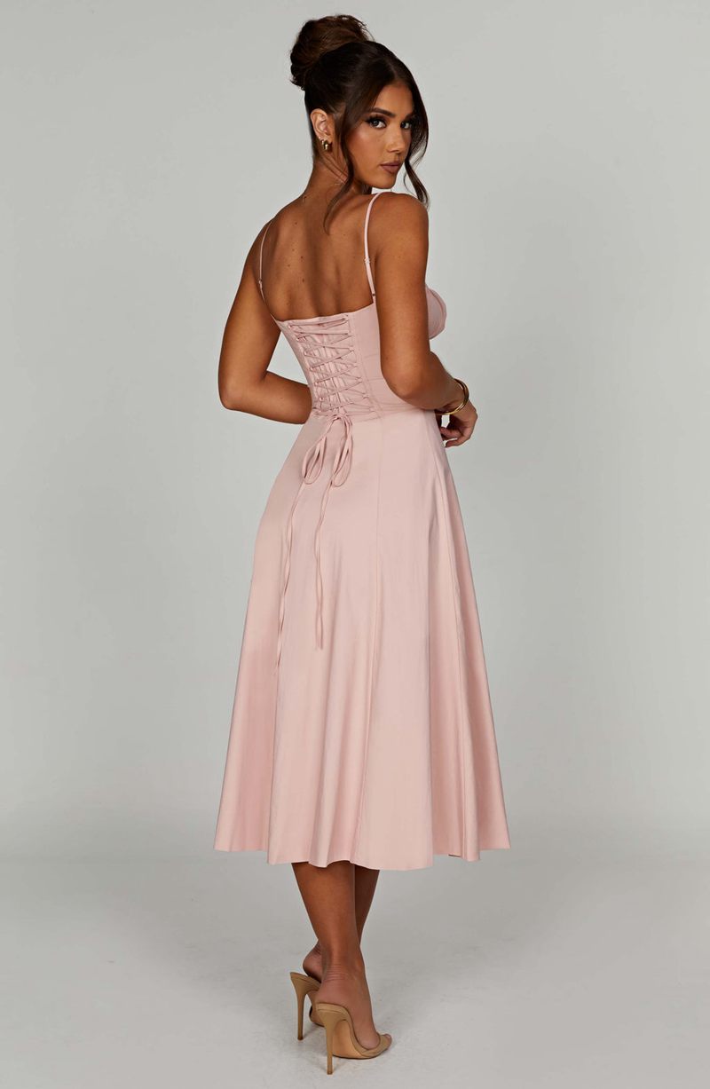 Babyboo Deanna Midi Dress Blush USA | 379-XMVCUD