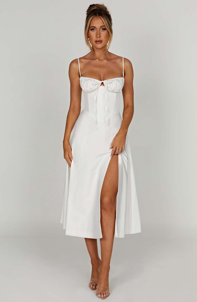 Babyboo Deanna Midi Dress White USA | 309-SWTBLE