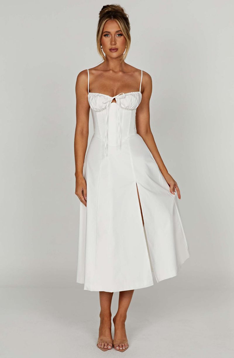 Babyboo Deanna Midi Dress White USA | 309-SWTBLE