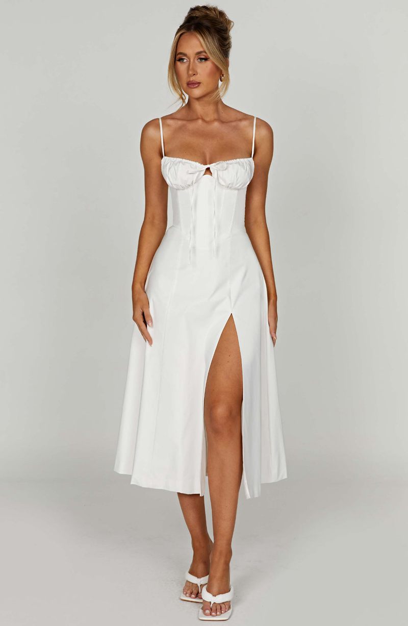 Babyboo Deanna Midi Dress White USA | 309-SWTBLE