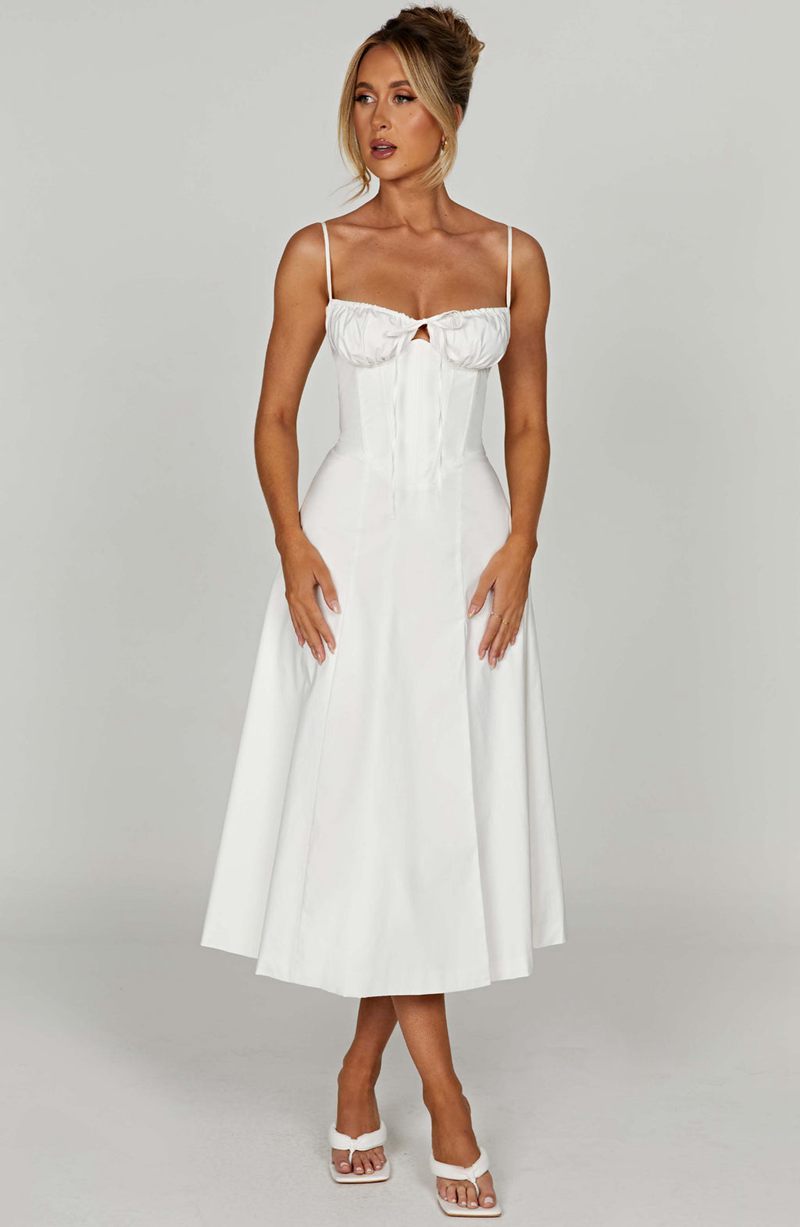 Babyboo Deanna Midi Dress White USA | 309-SWTBLE