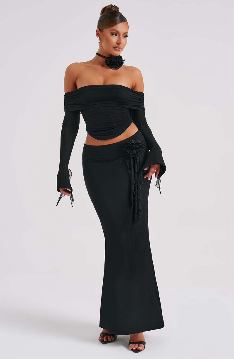 Babyboo Deema Maxi Skirt Black USA | 678-GVTKSA