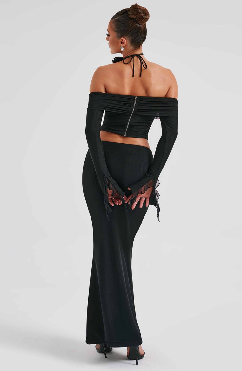 Babyboo Deema Maxi Skirt Black USA | 678-GVTKSA