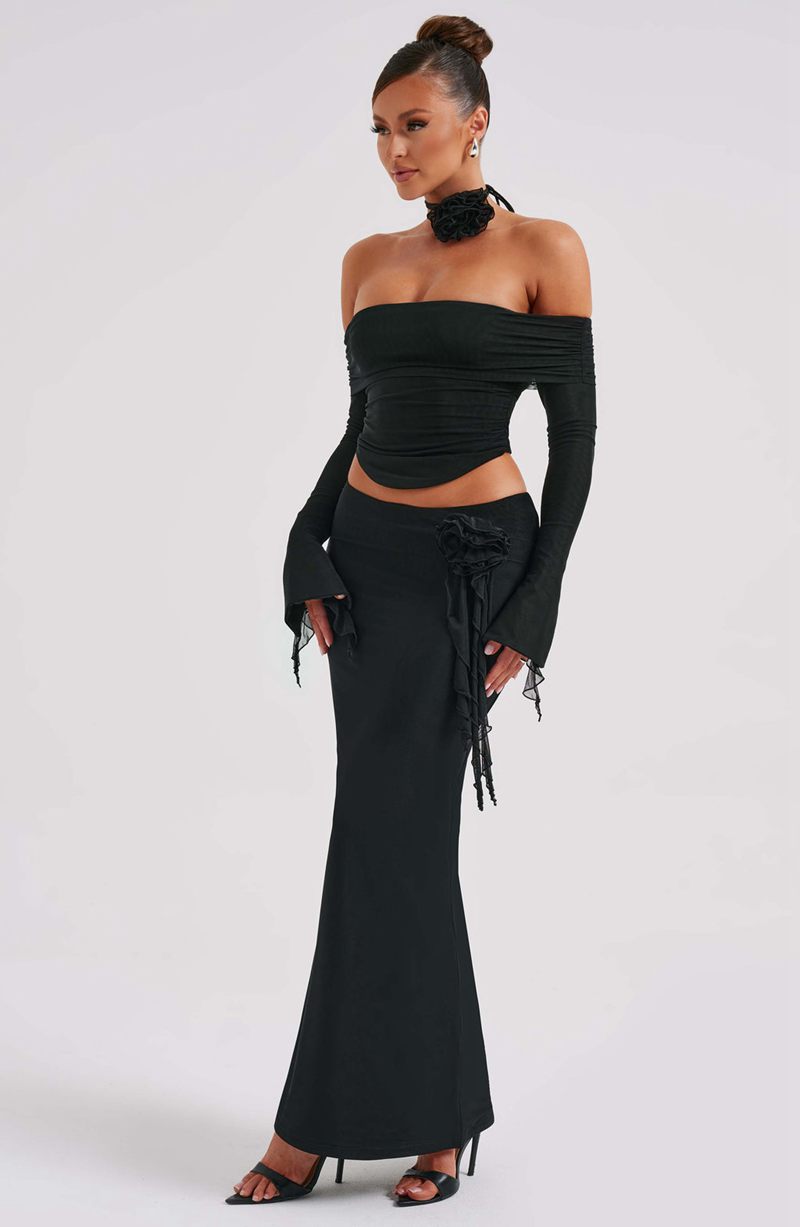 Babyboo Deema Maxi Skirt Black USA | 678-GVTKSA