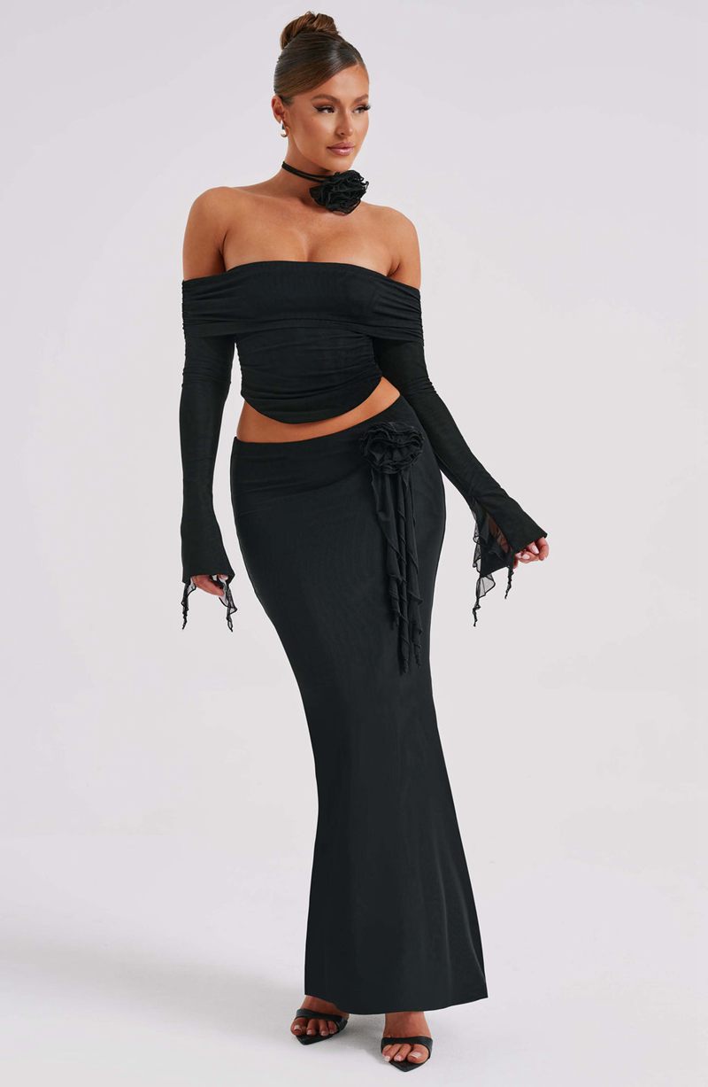 Babyboo Deema Maxi Skirt Black USA | 678-GVTKSA