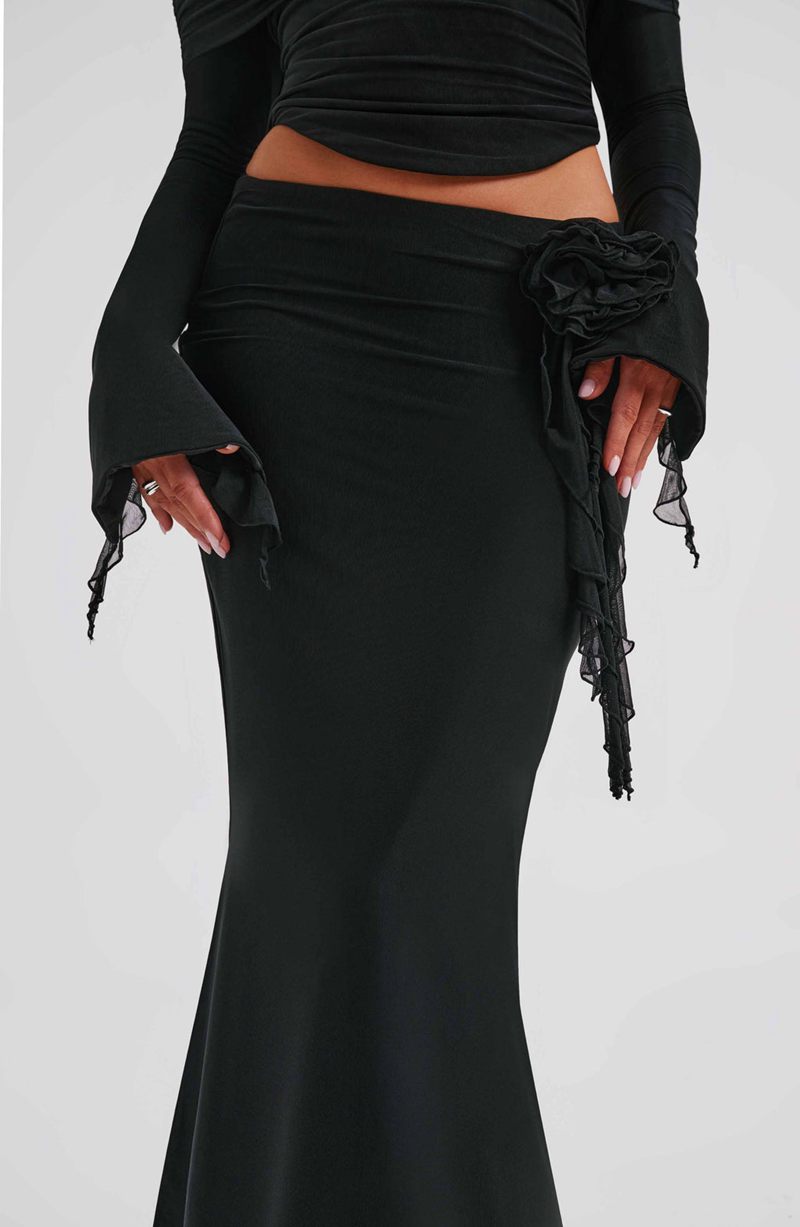 Babyboo Deema Maxi Skirt Black USA | 678-GVTKSA