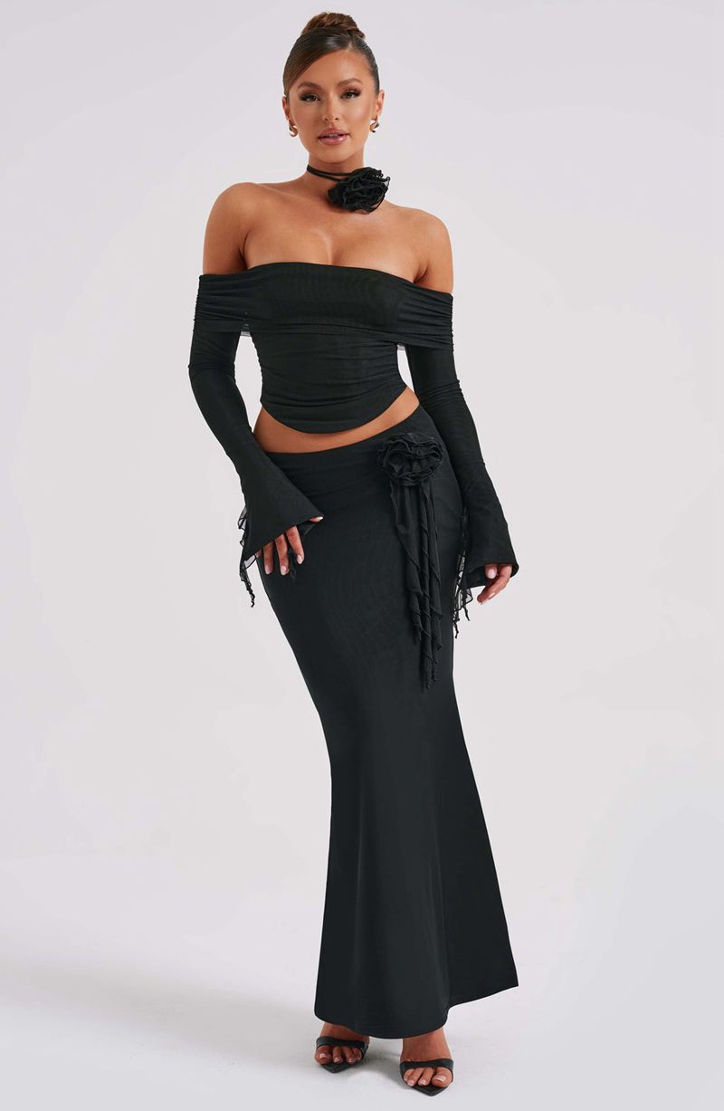 Babyboo Deema Maxi Skirt Black USA | 678-GVTKSA