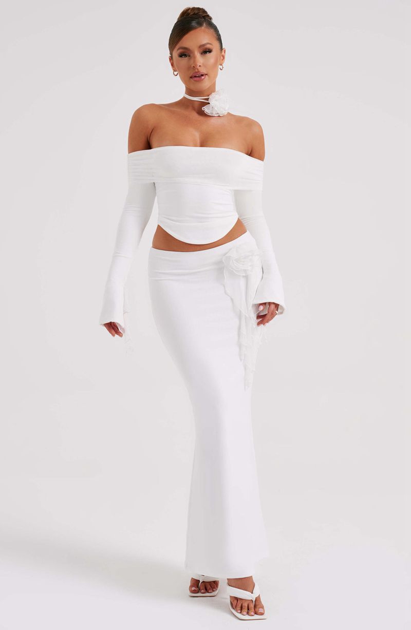 Babyboo Deema Maxi Skirt White USA | 428-VPHEID