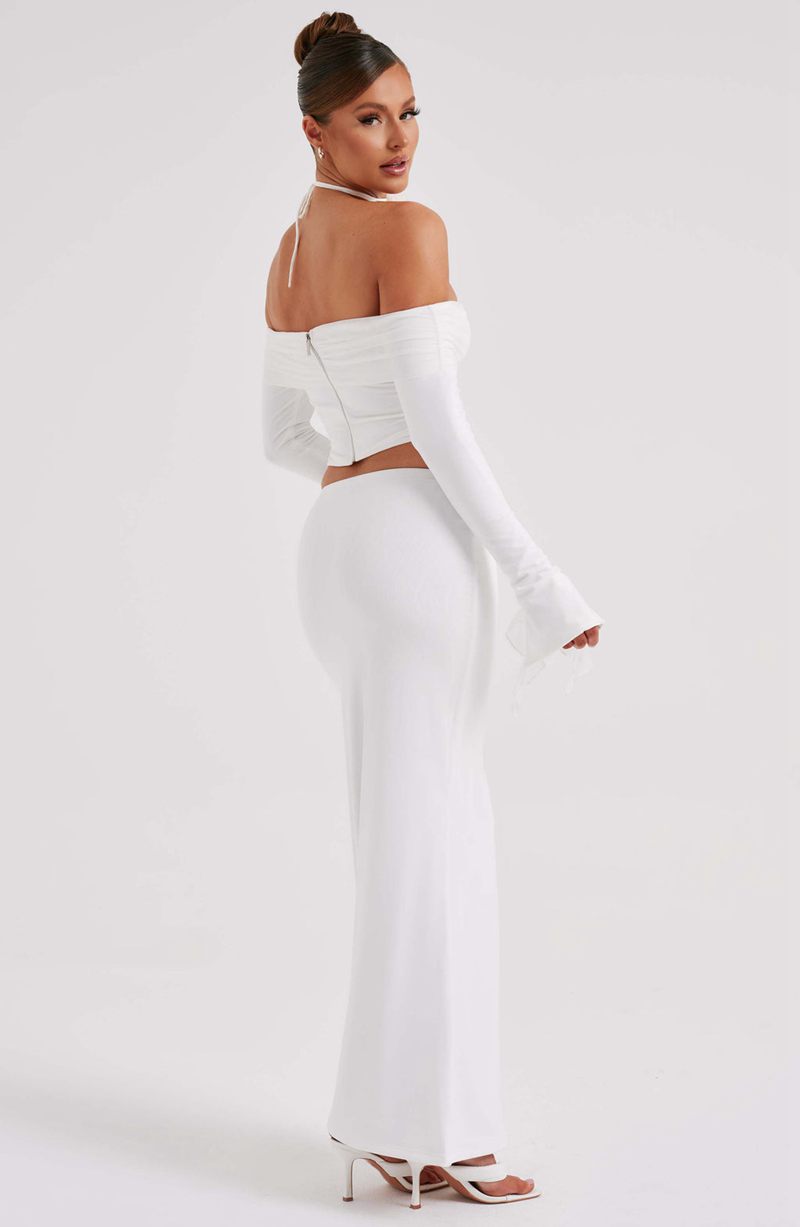 Babyboo Deema Maxi Skirt White USA | 428-VPHEID