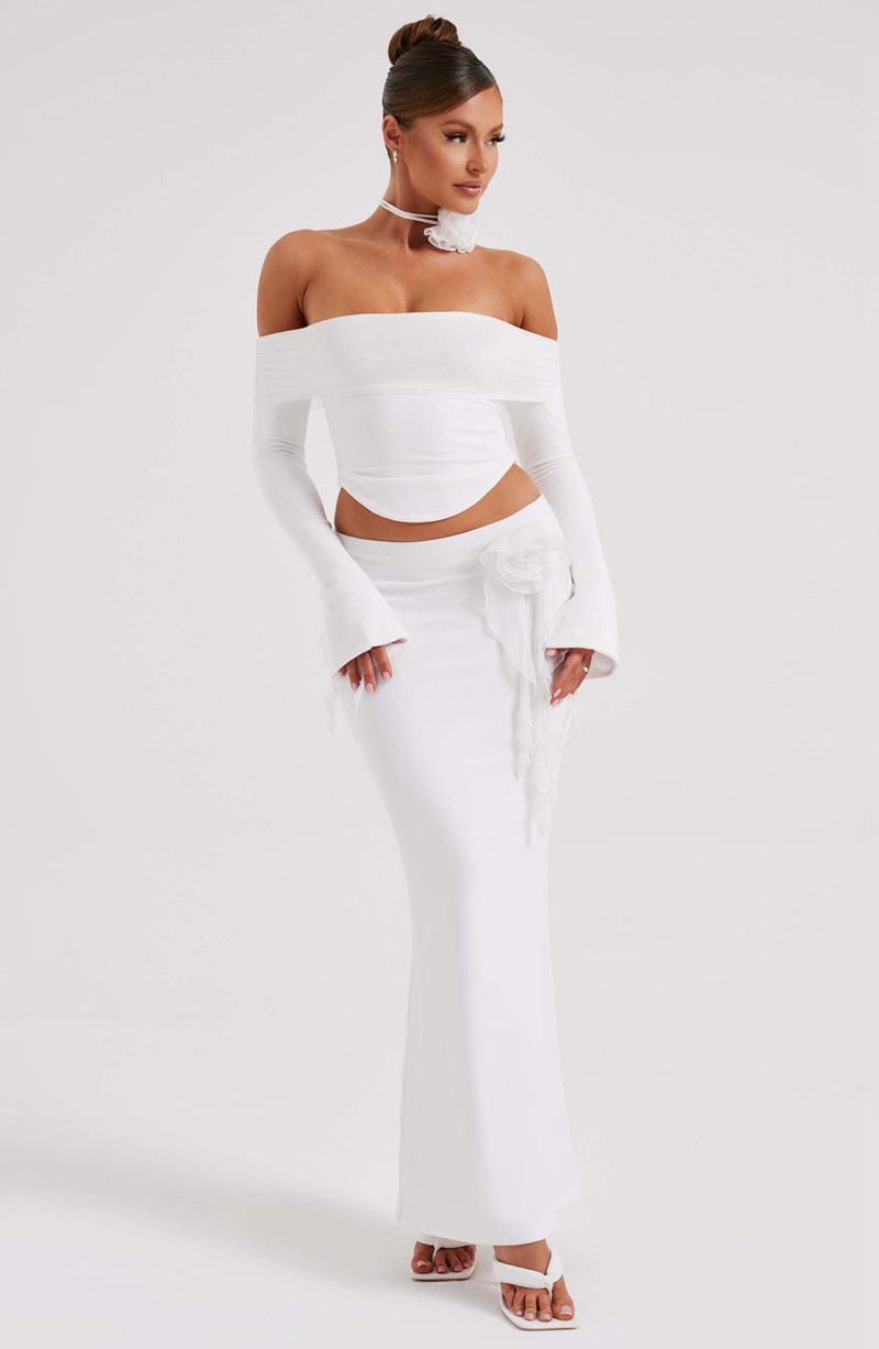 Babyboo Deema Maxi Skirt White USA | 428-VPHEID