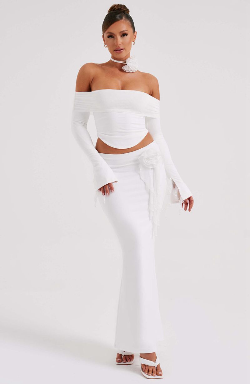 Babyboo Deema Maxi Skirt White USA | 428-VPHEID