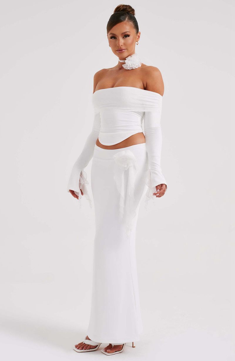 Babyboo Deema Maxi Skirt White USA | 428-VPHEID