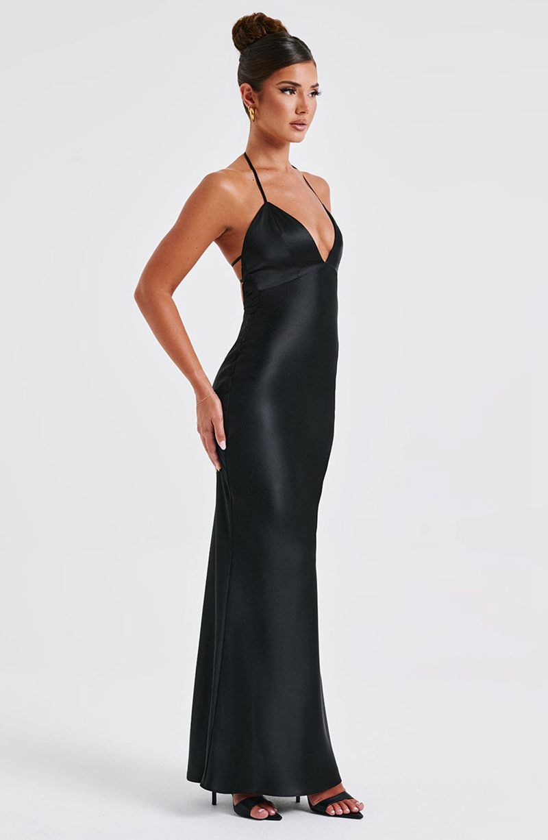 Babyboo Delphine Maxi Dress Black USA | 293-HWVABO