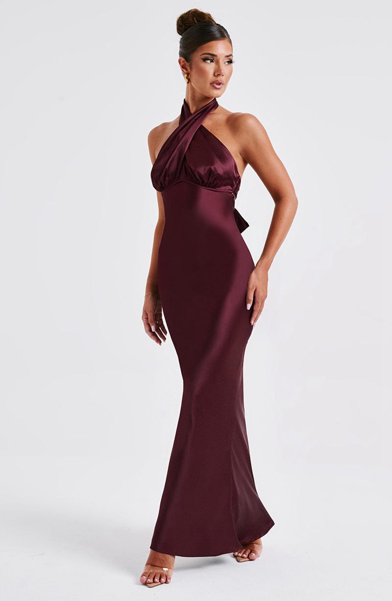 Babyboo Dimitra Maxi Dress Burgundy USA | 981-NFEUZW