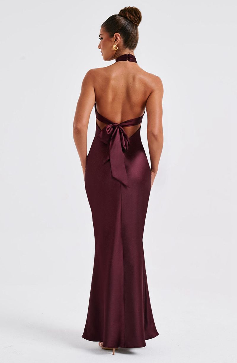 Babyboo Dimitra Maxi Dress Burgundy USA | 981-NFEUZW