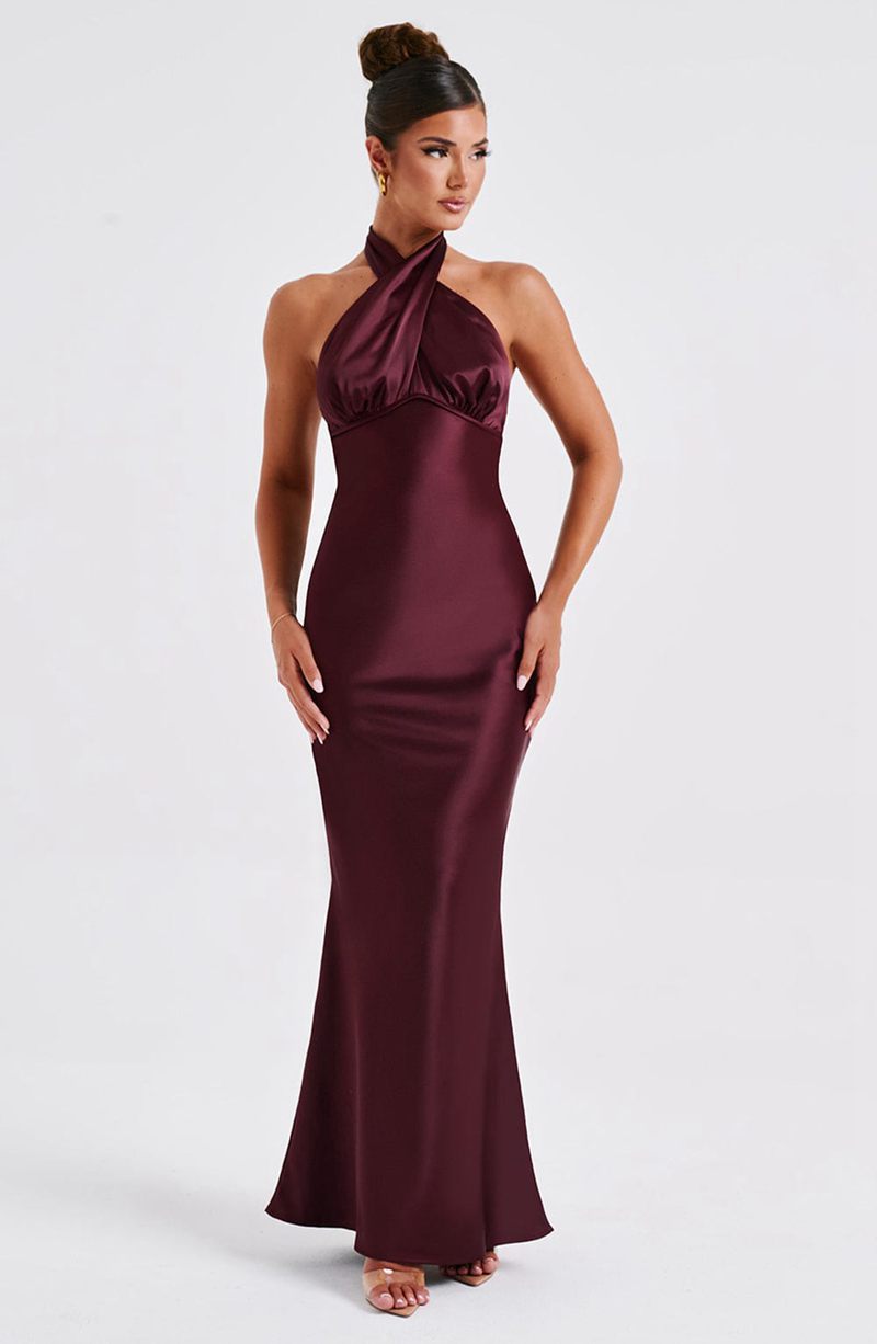 Babyboo Dimitra Maxi Dress Burgundy USA | 981-NFEUZW