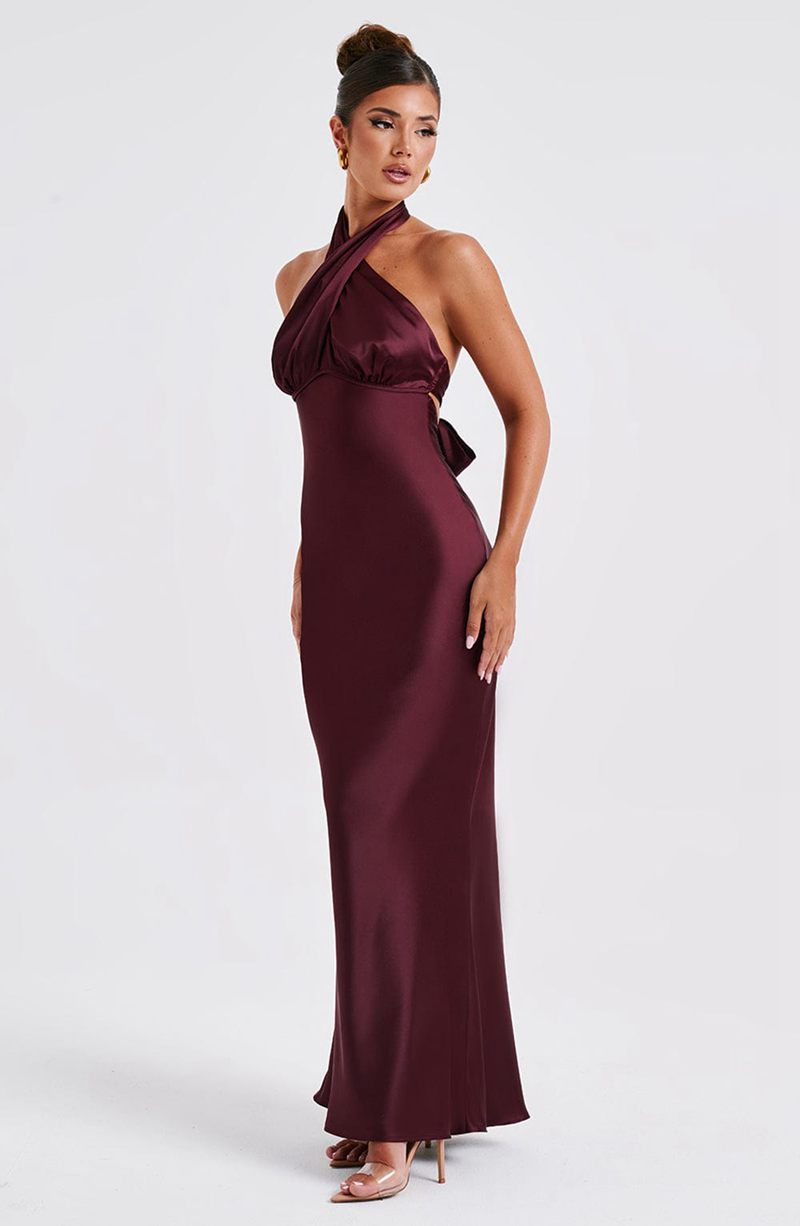 Babyboo Dimitra Maxi Dress Burgundy USA | 981-NFEUZW