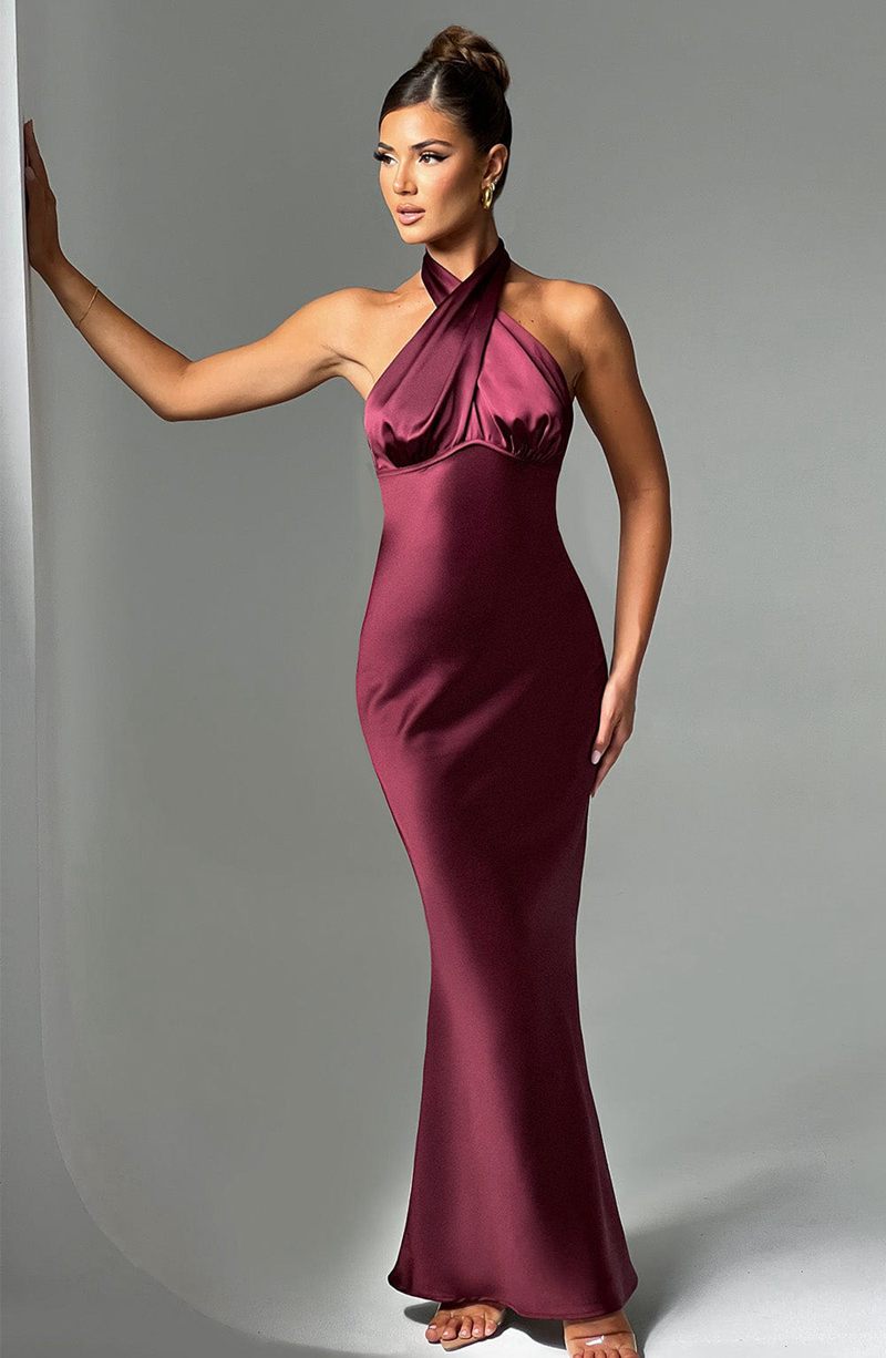 Babyboo Dimitra Maxi Dress Burgundy USA | 981-NFEUZW