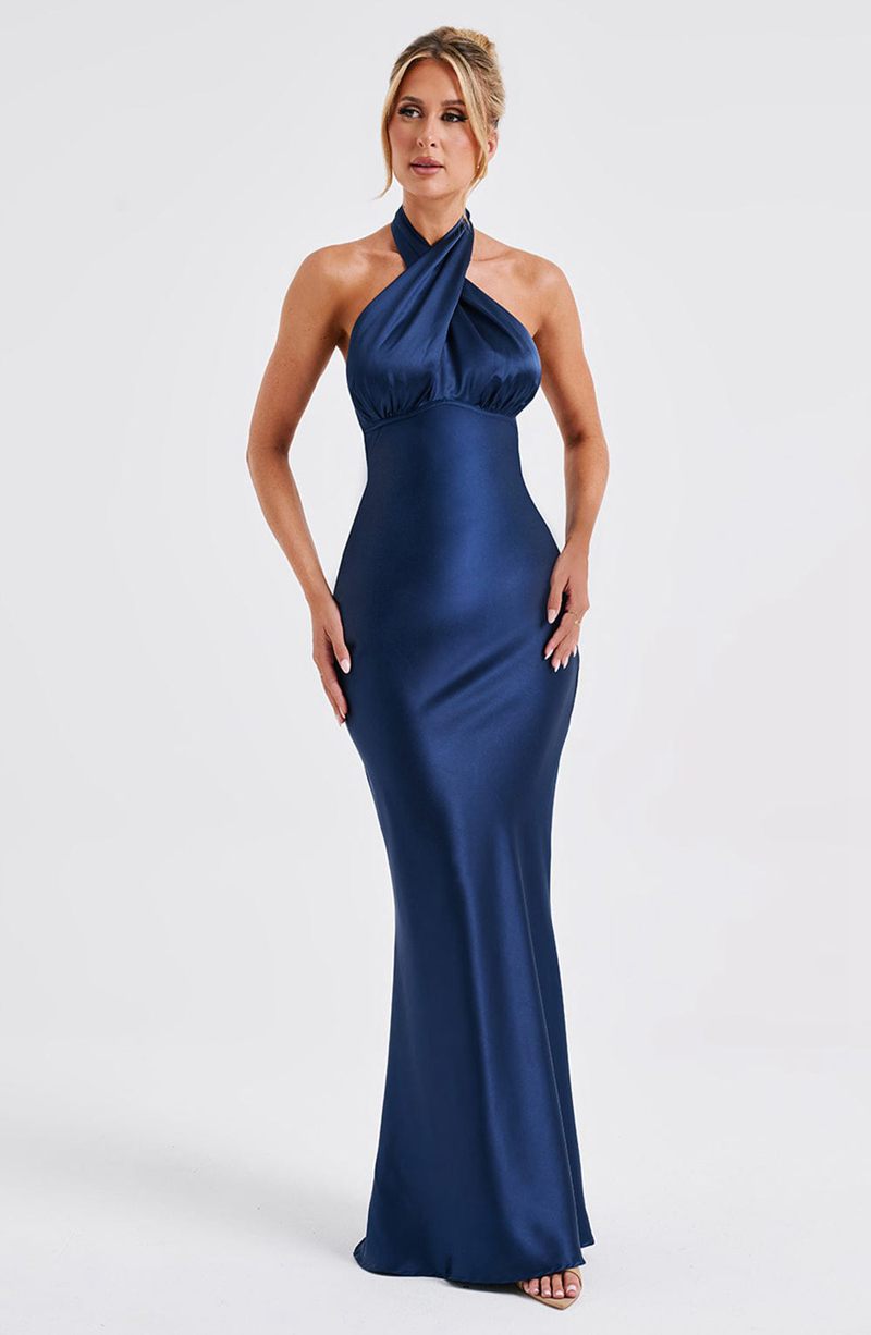 Babyboo Dimitra Maxi Dress Navy USA | 459-DQBUXW