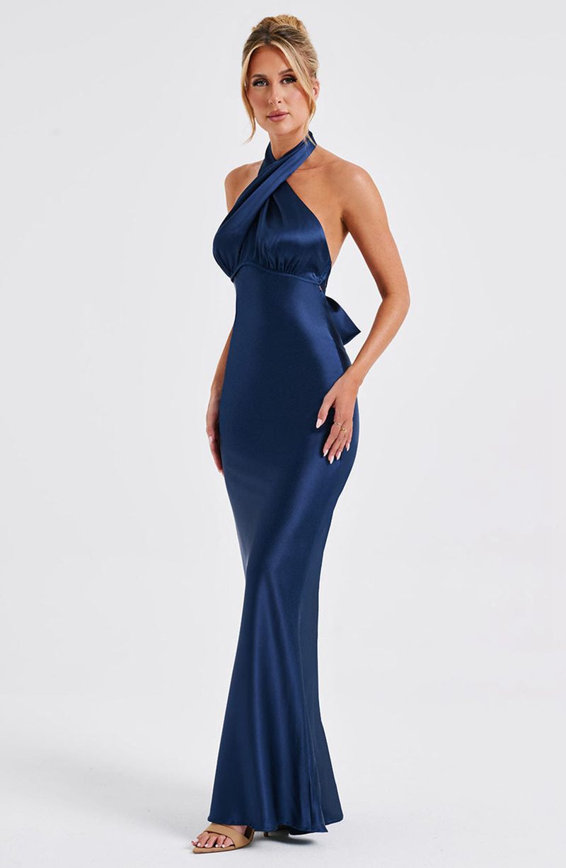 Babyboo Dimitra Maxi Dress Navy USA | 459-DQBUXW