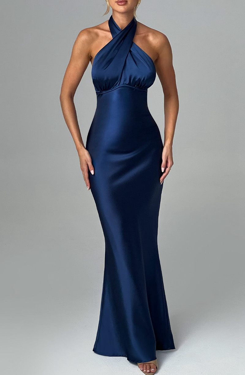 Babyboo Dimitra Maxi Dress Navy USA | 459-DQBUXW