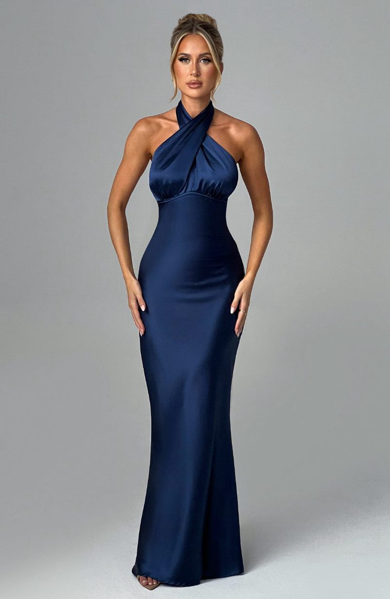 Babyboo Dimitra Maxi Dress Navy USA | 459-DQBUXW