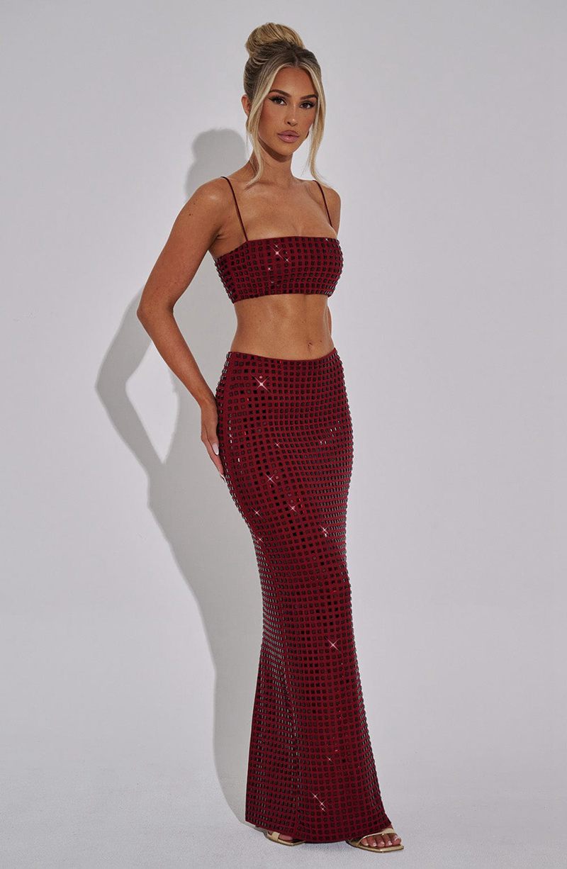 Babyboo Dimity Maxi Skirt Wine USA | 074-BOGSWQ