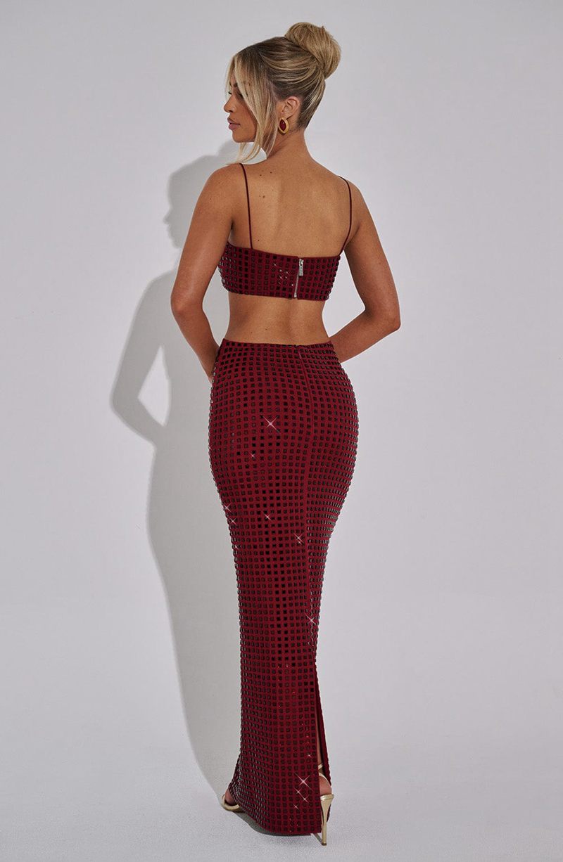 Babyboo Dimity Maxi Skirt Wine USA | 074-BOGSWQ