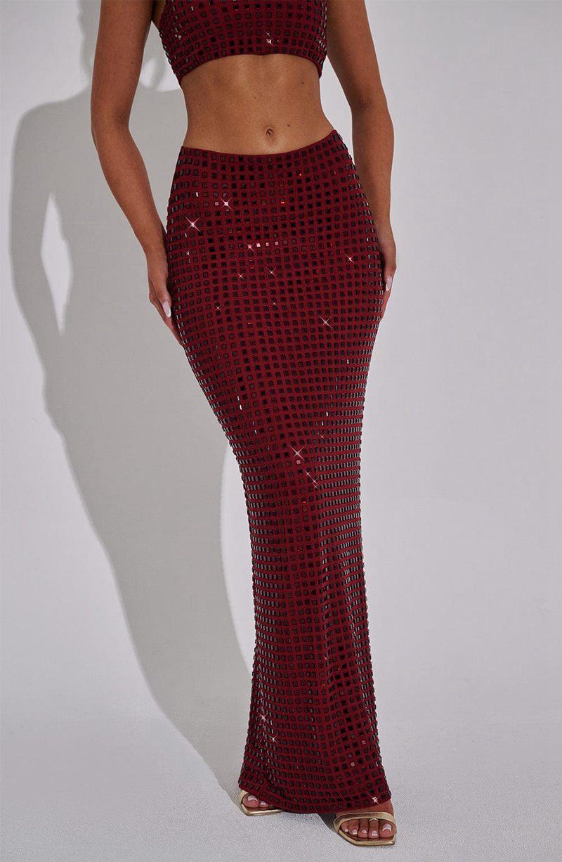 Babyboo Dimity Maxi Skirt Wine USA | 074-BOGSWQ