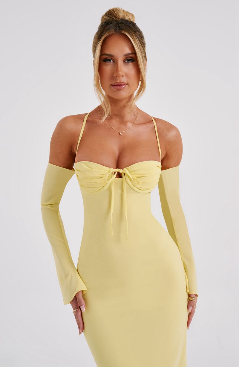 Babyboo Dulce Midi Dress Lemon USA | 902-QWPTRL