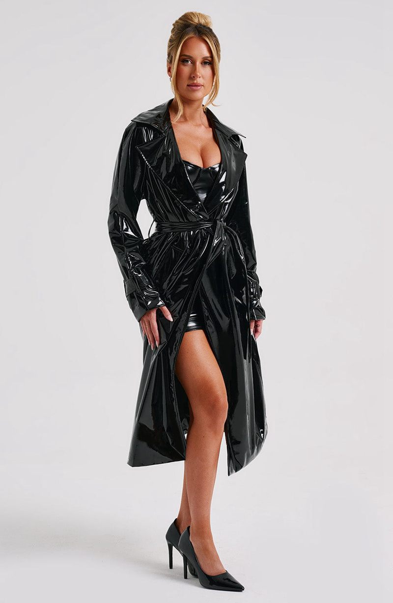 Babyboo Dynasty Trench Coat Black USA | 735-YESRXG