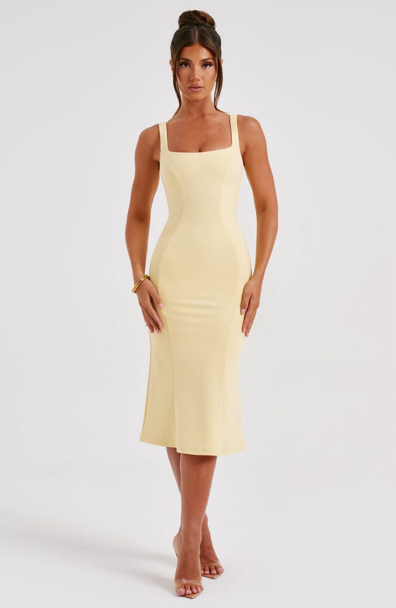 Babyboo Elaine Midi Dress Lemon USA | 163-DACROU