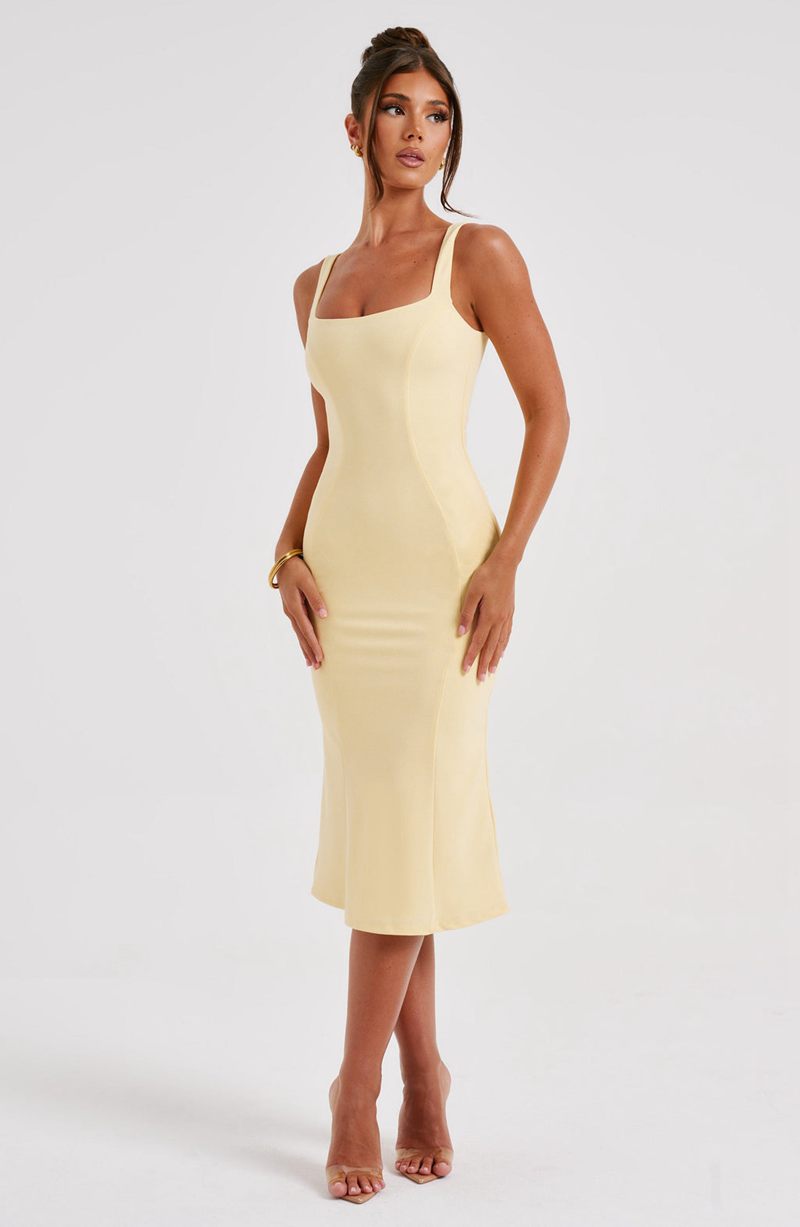 Babyboo Elaine Midi Dress Lemon USA | 163-DACROU