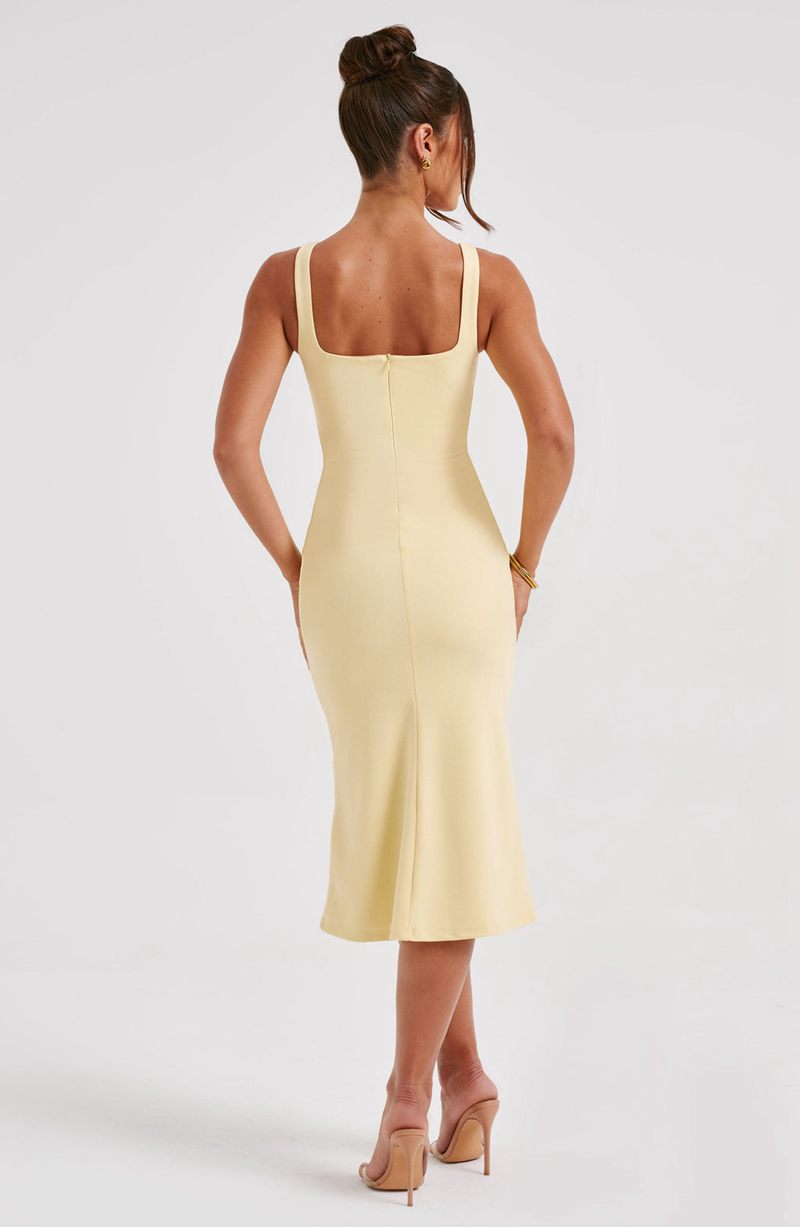 Babyboo Elaine Midi Dress Lemon USA | 163-DACROU