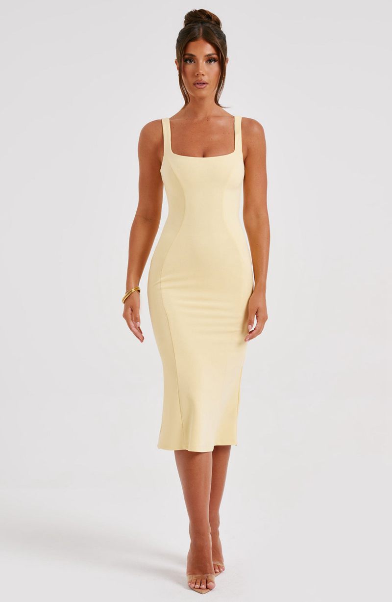 Babyboo Elaine Midi Dress Lemon USA | 163-DACROU