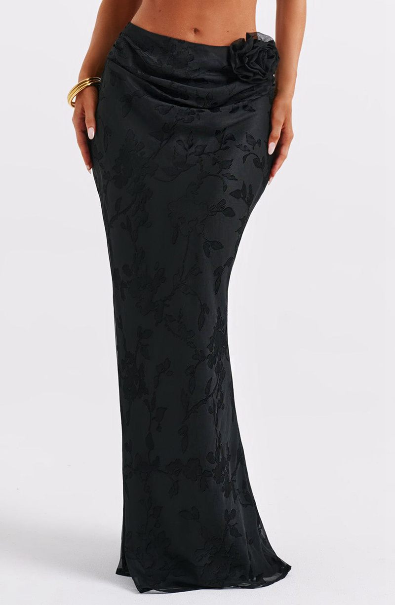 Babyboo Elizabeth Maxi Skirt Black USA | 560-GYRBDE