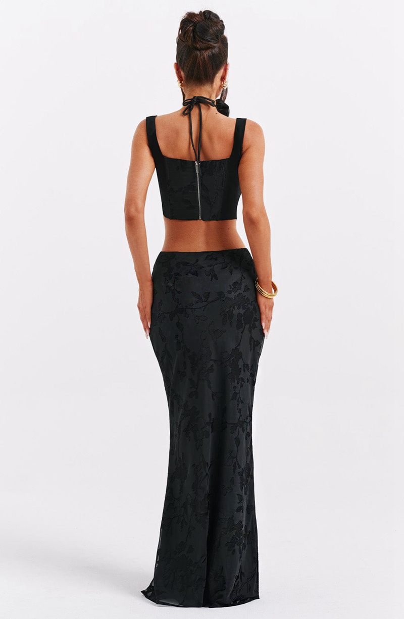 Babyboo Elizabeth Maxi Skirt Black USA | 560-GYRBDE