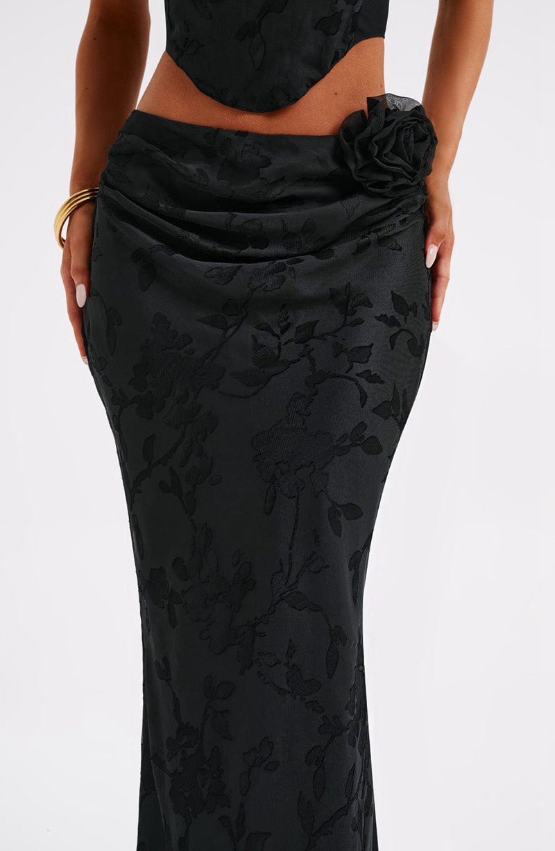 Babyboo Elizabeth Maxi Skirt Black USA | 560-GYRBDE