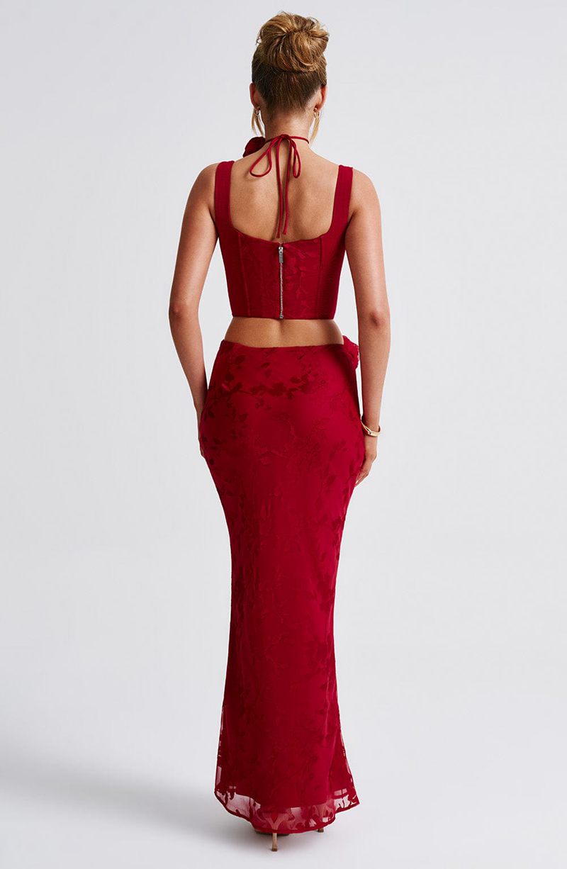 Babyboo Elizabeth Maxi Skirt Red USA | 176-TMZJBX