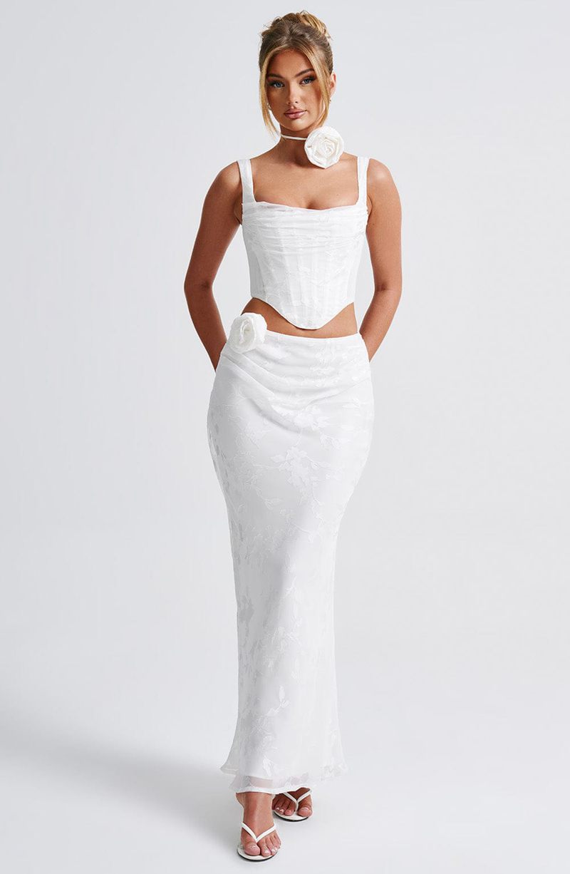 Babyboo Elizabeth Maxi Skirt White USA | 208-QBZCMG