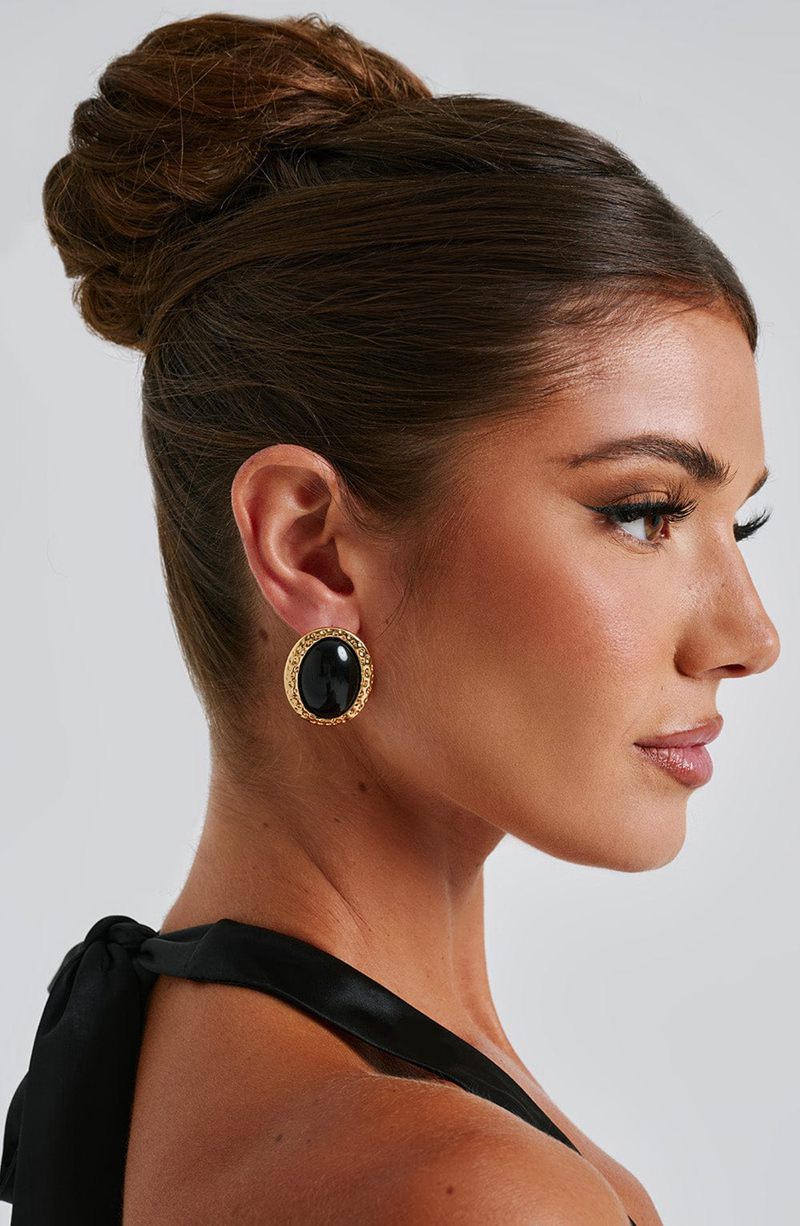 Babyboo Eloise Earrings Black Gold USA | 285-LTSXYO