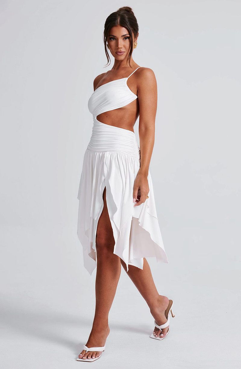 Babyboo Emeline Midi Dress White USA | 105-UXRKAZ