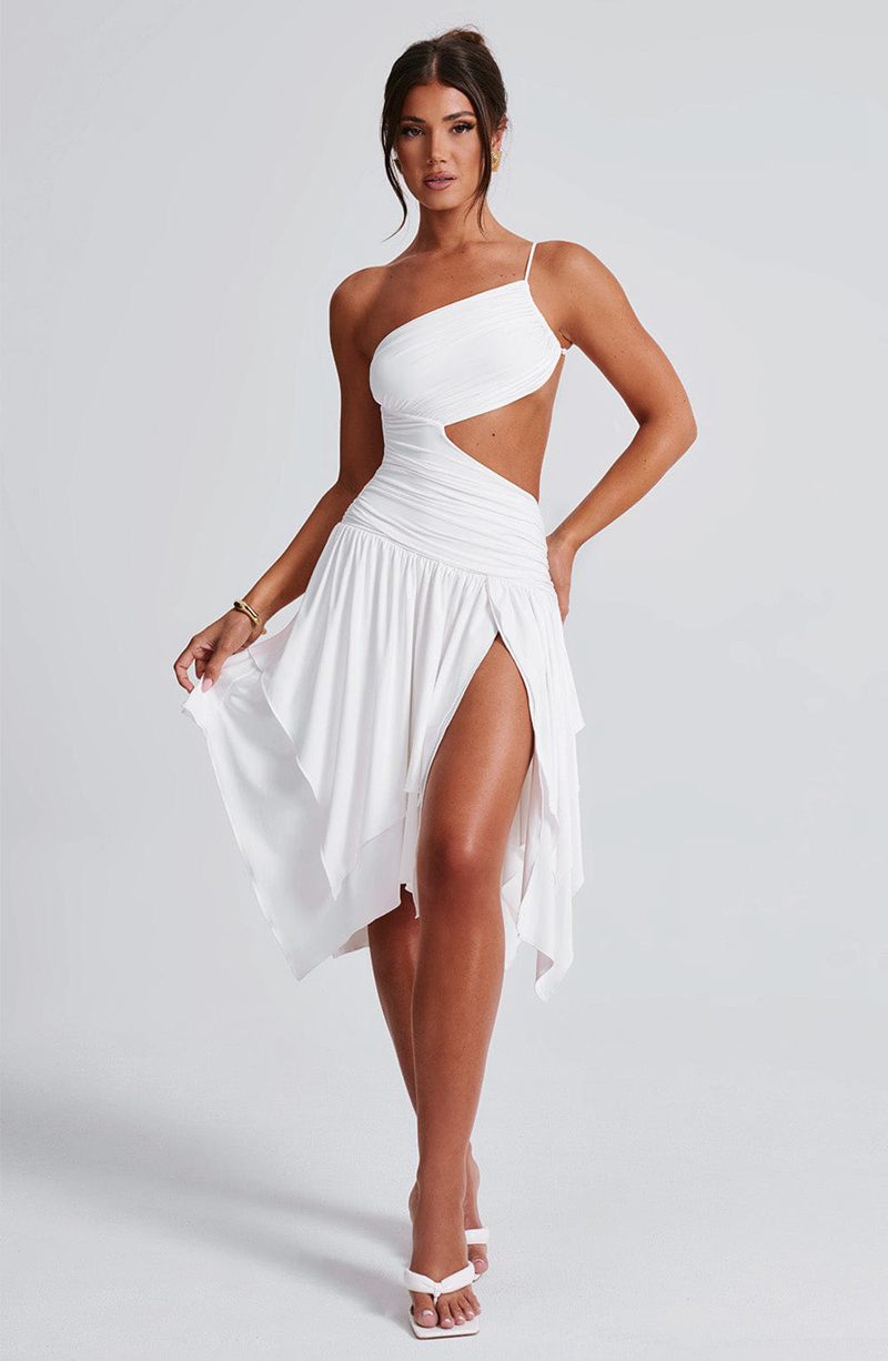 Babyboo Emeline Midi Dress White USA | 105-UXRKAZ