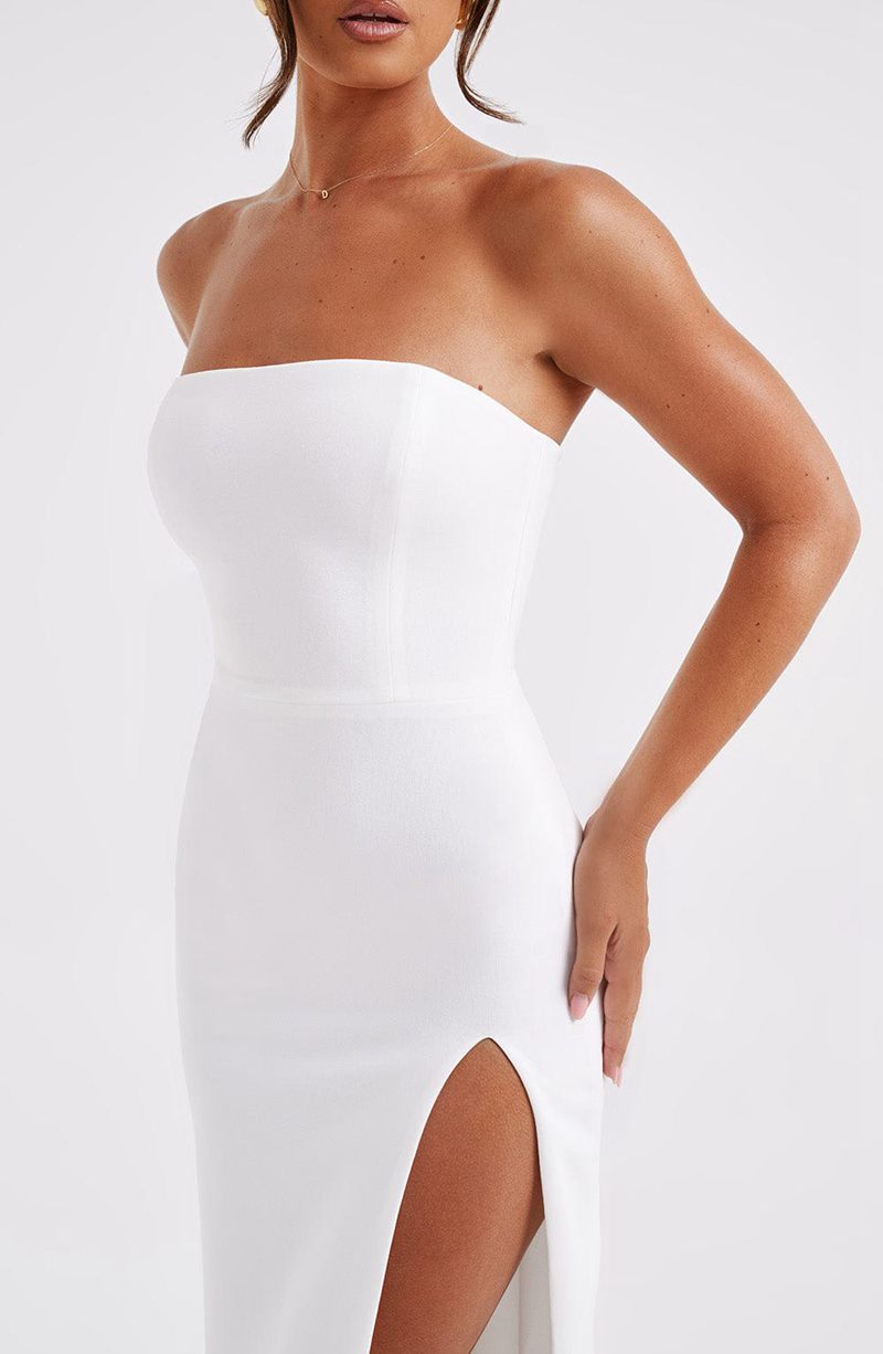 Babyboo Emmaline Midi Dress White USA | 016-QOITHM