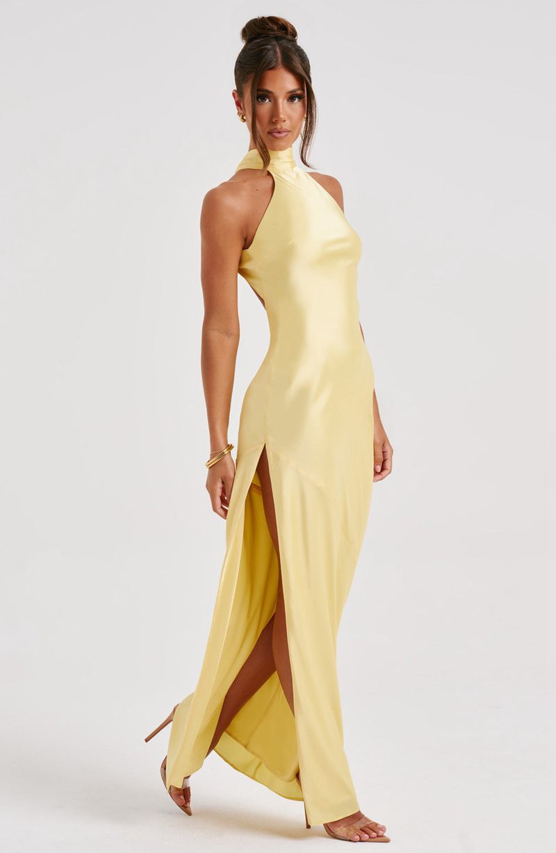 Babyboo Etta Maxi Dress Lemon USA | 735-KCJFOB