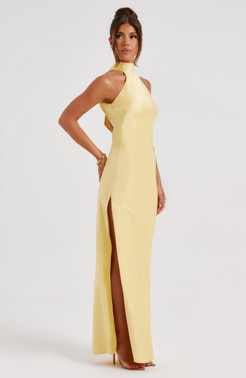 Babyboo Etta Maxi Dress Lemon USA | 735-KCJFOB