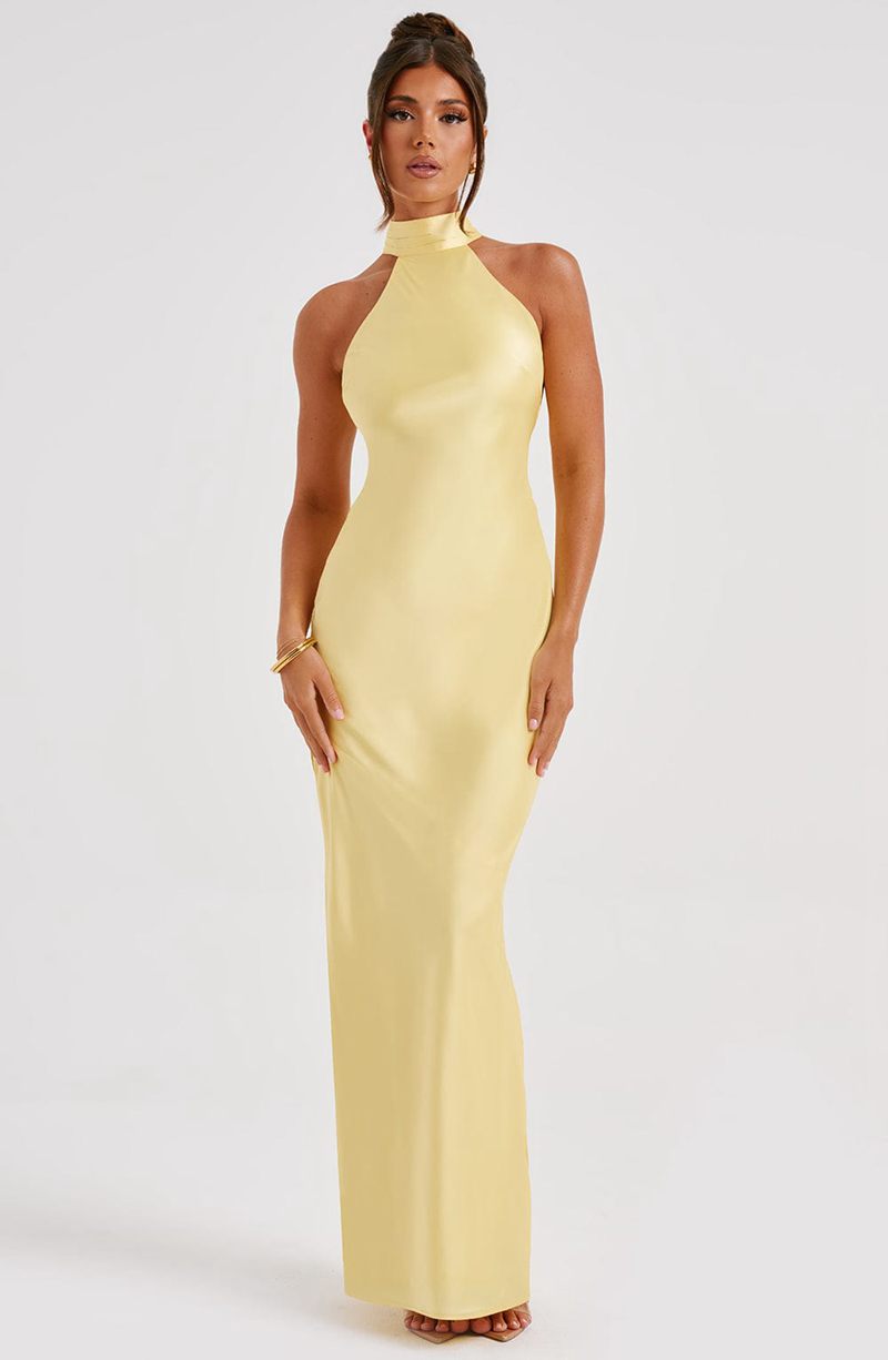 Babyboo Etta Maxi Dress Lemon USA | 735-KCJFOB