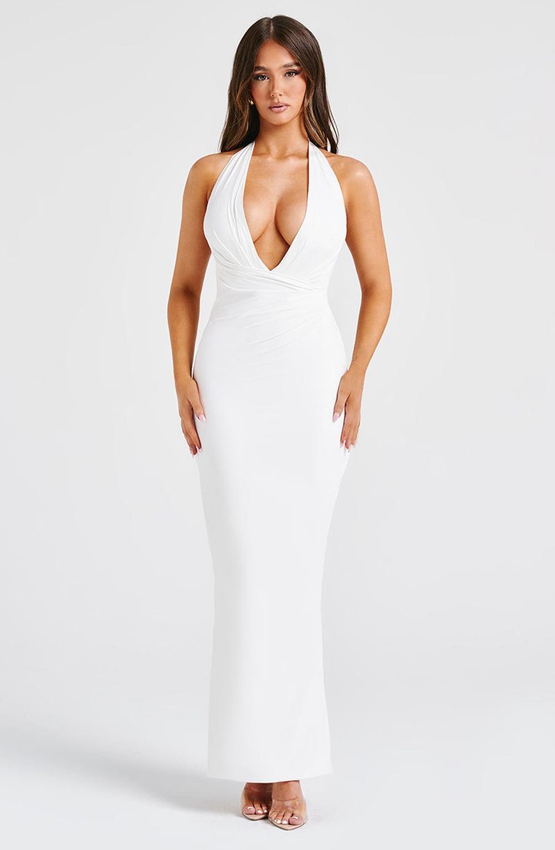 Babyboo Evangeline Maxi Dress White USA | 486-GDWHZT